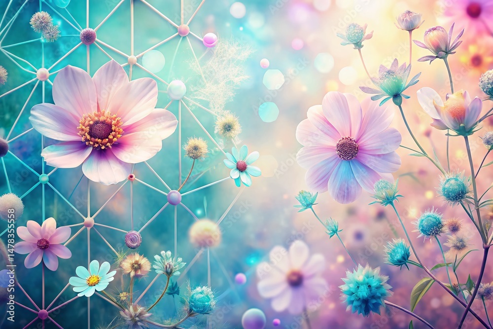 Obraz premium Atomic Flower Garden Wallpaper: Subtle Radioactive Floral Design