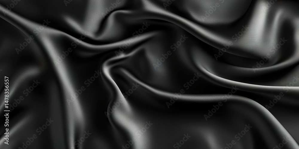 Obraz premium Dark Gray Draped Silk Fabric Texture Background