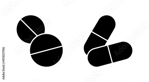 Pills icon vector. capsule icon. Drug sign and symbol