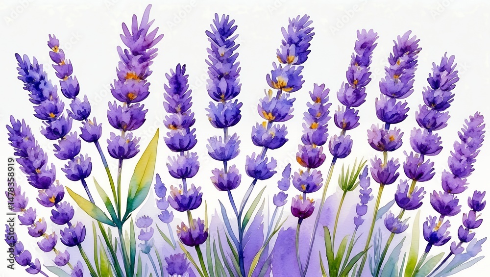 Fototapeta premium Delicate lavender flower watercolor on white background