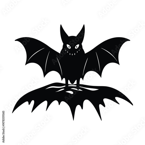 Upside Down Bat Hanging Halloween Cartoon Vector