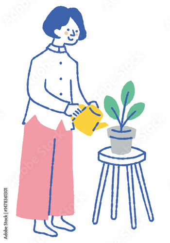 Woman who enjoys taking care of plants_Color