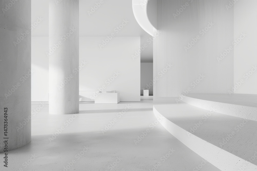 Fototapeta premium White open space office interior, mock up wall