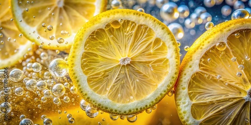 Long Exposure Macro Photography: Sparkling Lemon Water Bubbles Close Up