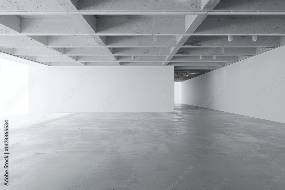 Obraz premium White open space office interior, mock up wall