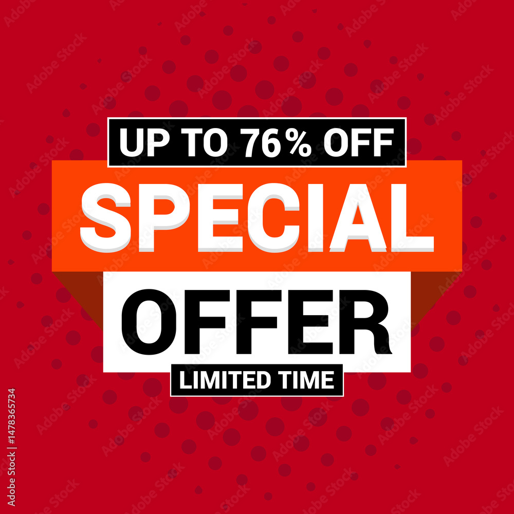 Special 76% offer vector icon design template Limited time special offer banner for marketing promotion Special 76% offer vector icon design template Limited time special offer banner for marketing promotion