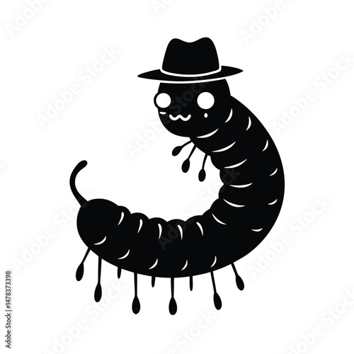 Funny Centipede Wearing Hat Halloween Cartoon Art