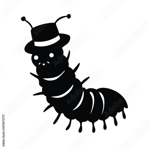 Funny Centipede Wearing Hat Halloween Cartoon Art