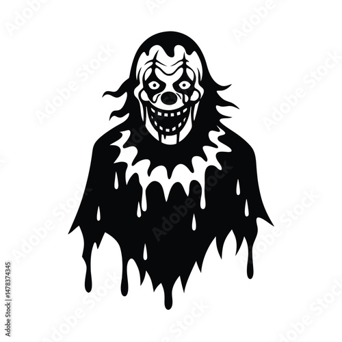 Creepy Clown Zombie Halloween Illustration
