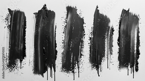 Bold black paint strokes on clean canvas