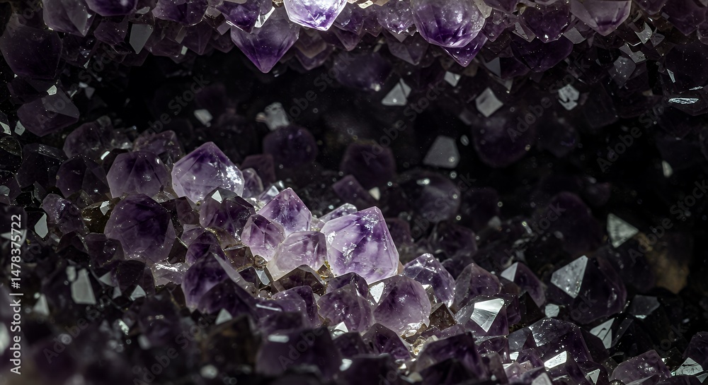 Fototapeta premium Closeup View of Intricate Amethyst Crystal Cluster (1)