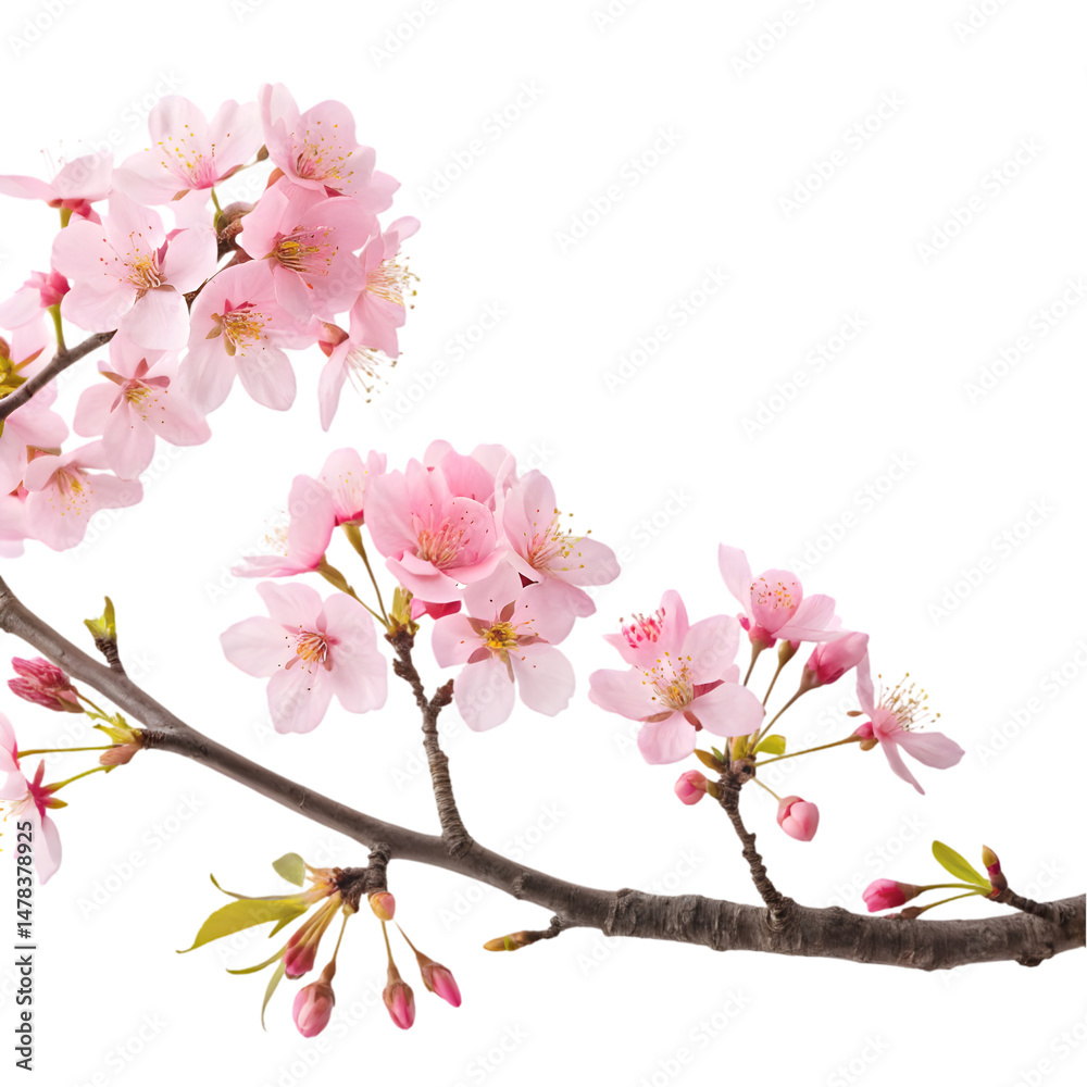 Pink Cherry Blossom Branch on transparent background Pink Cherry Blossom Branch on transparent background