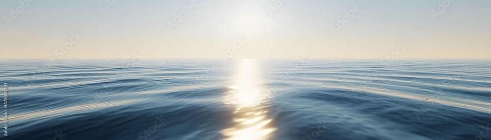 Obraz premium Serene sunlit ocean waves at dawn.