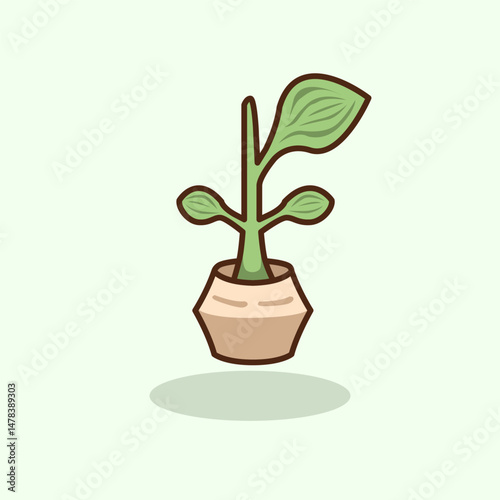 Vector illustration of plant on pot symbolizing indoor greenery natural decor and cozy living spaces Perfect for home decoration botanical Editable and scalable for digital and print use