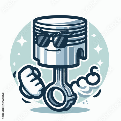 cool cartoon vector illustration piston white background