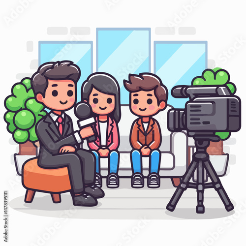 tv interview vector illustration white background