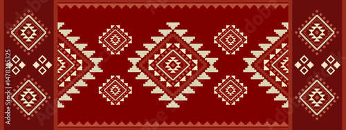 Southwest Native seamless pattern ethnic tribal Aztec geometric Navajo Native American fabric colorful design vector for textile print