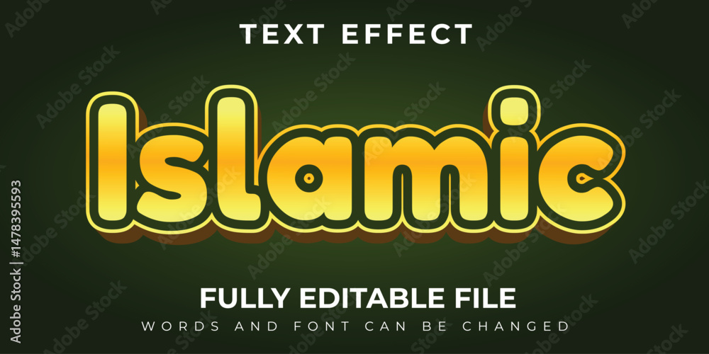 Fototapeta premium Islamic Text Effect Gradation With Green Background