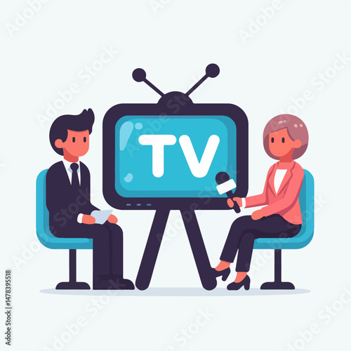 tv interview vector illustration white background
