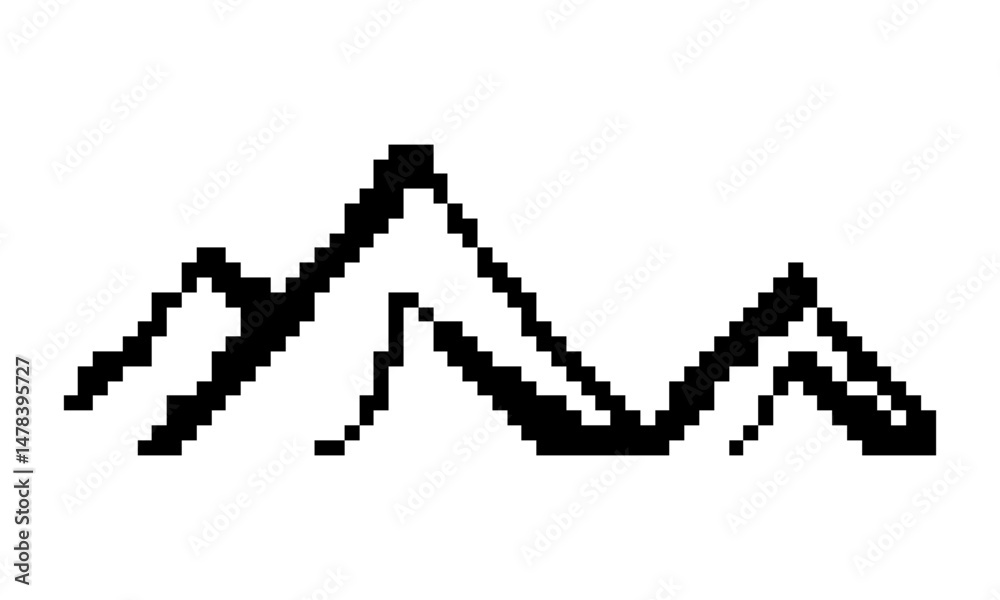Fototapeta premium Pixel art mountain vector icon