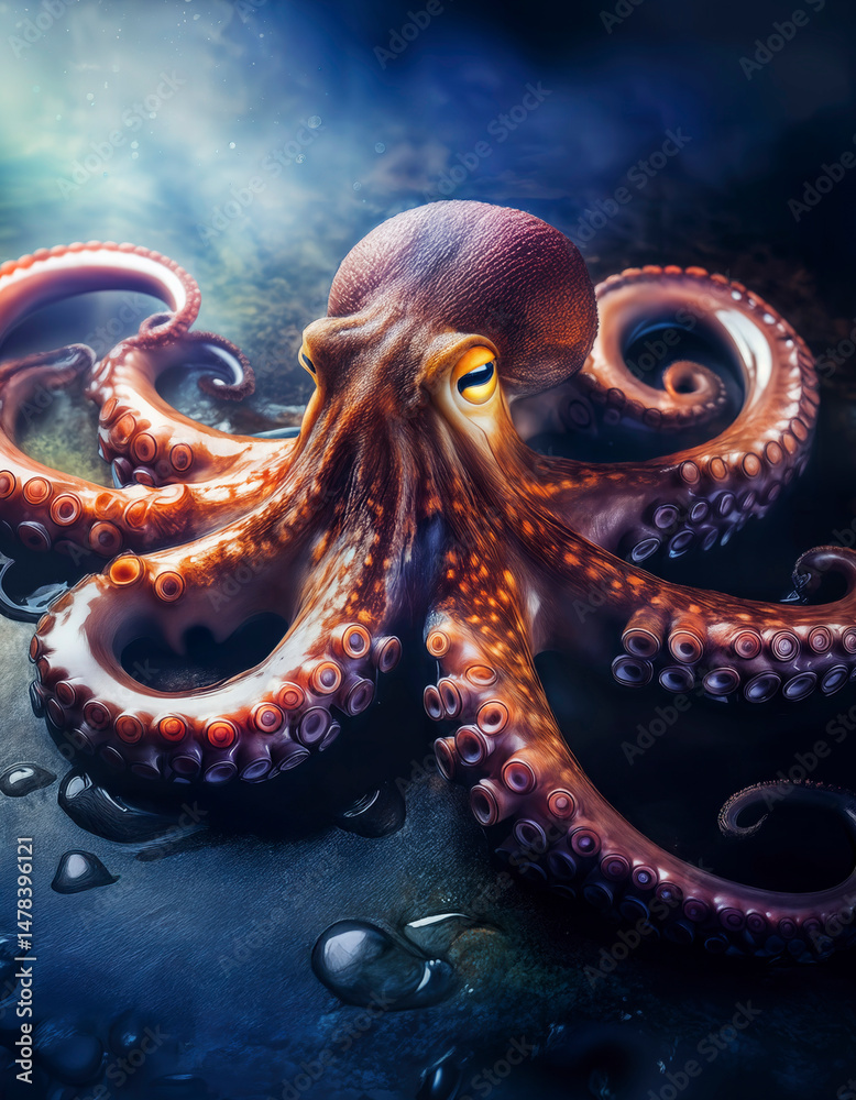 Fototapeta premium pulpo, octopus pulpo, submarino, mar, coral, peces, arrecife, oceáno