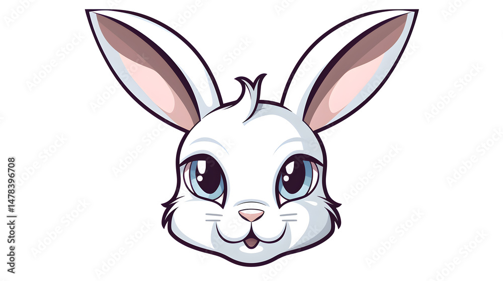Obraz premium Professional Line Color Funny Rabbit Head Animal Cartoon Illustration