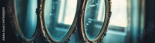 Two Ornate Mirrors with Dusty Reflections