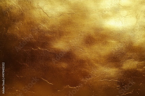 close-up of a golden textured surface with light reflections creating a warm and rich metallic effect photo