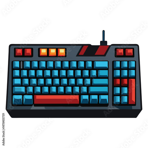 Six classic keyboard gaming instrument isolated on white background