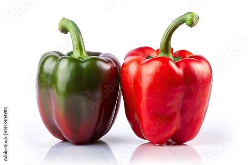 Sweet Red Pepper Silhouette, Paprika Silhouette, Isolated Red Pepper, White Background, Clipping Path, Food Photography Silhouette