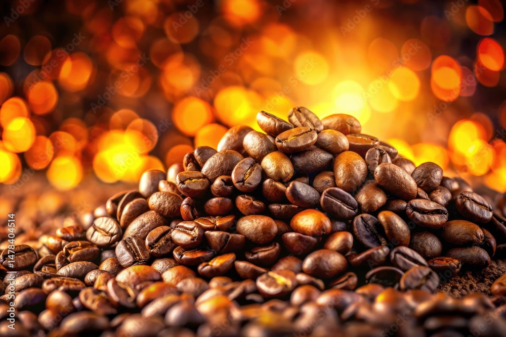 Obraz premium Tilt-Shift Coffee Beans: Miniature Coffee Bean World, Close-up Coffee Bean Photography, Coffee Bean Macro Photography, Artistic Coffee Bean Images