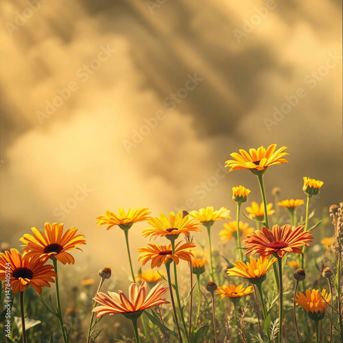 Vibrant colorful flower garden with visible brushstrokes and soft lighting – artistic impressionist style painting
