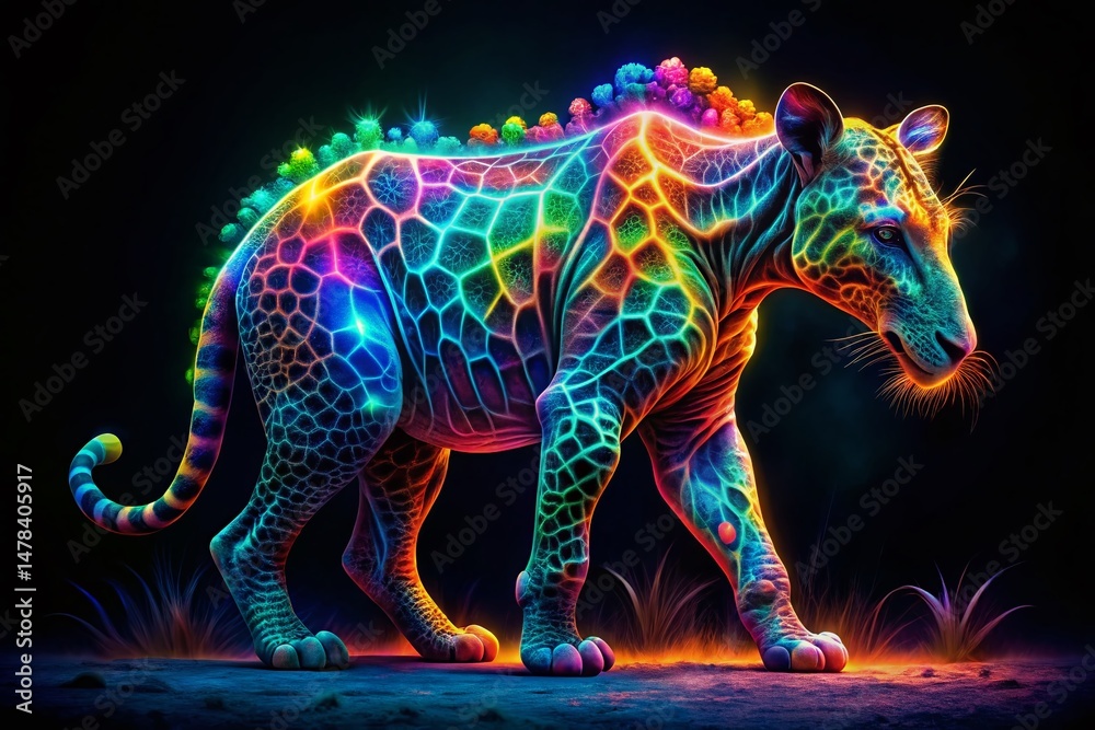 Fototapeta premium Dynamic Animal Patchwork Atomic Texture: Low Light Abstract Photography