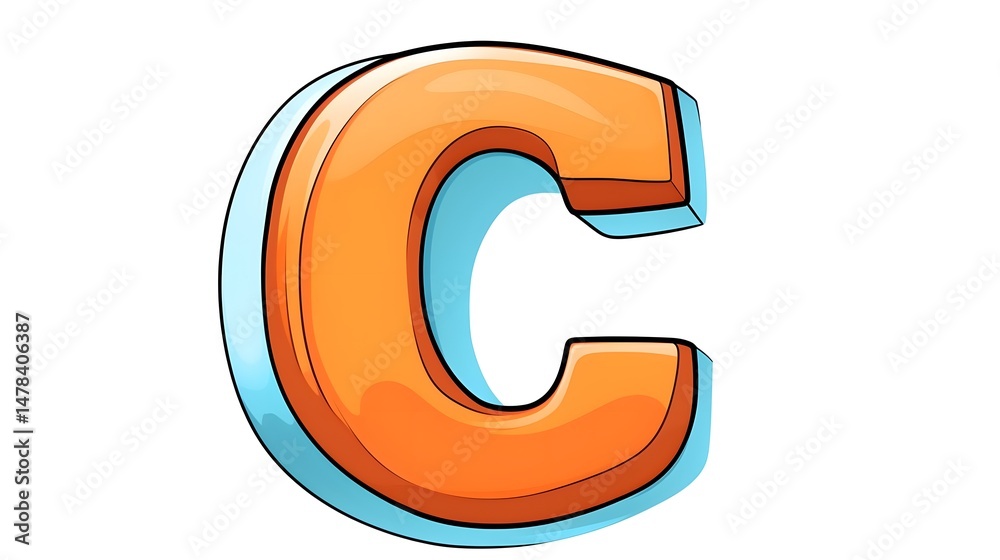 Professional Vector Illustration of Cartoon Letter C Isolated on White Background Professional Vector Illustration of Cartoon Letter C Isolated on White Background