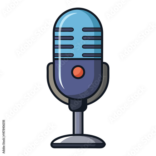 Six classic microphone instrument isolated on white background