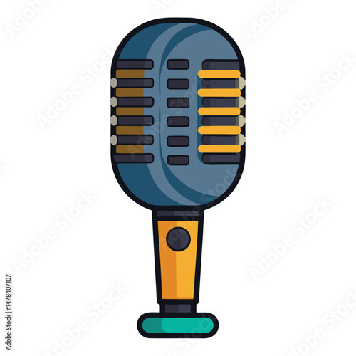 Six classic microphone instrument isolated on white background