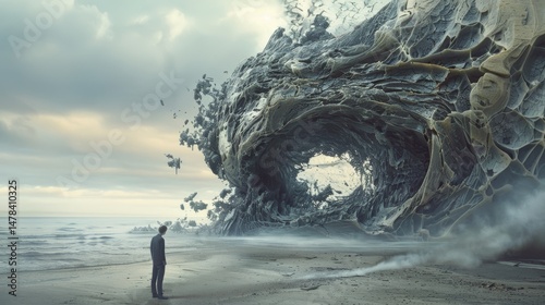 surreal NFT artwork melting into digital nothingness on melting edges .