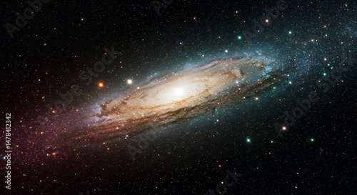 Majestic Spiral Galaxy Shimmers Against a StarStudded Cosmic Backdrop