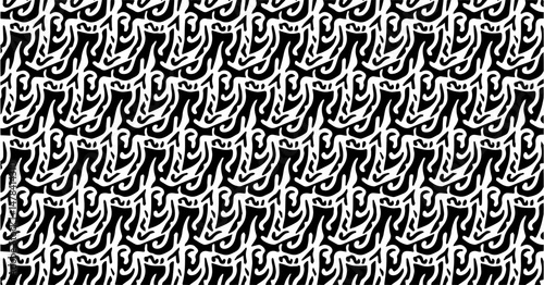 An abstract, flowing vector pattern inspired by traditional cultural motifs with high contrast and detailed repetition, suitable for fashion and decoration.