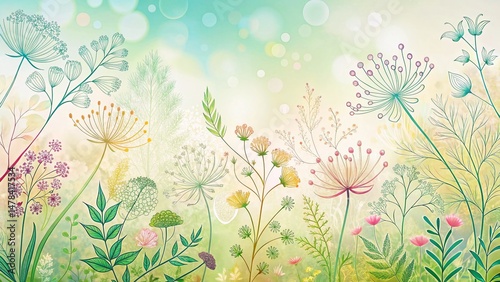 Elegant Botanical Line Art Pattern for Wedding Invitations - Simple Floral Design Background