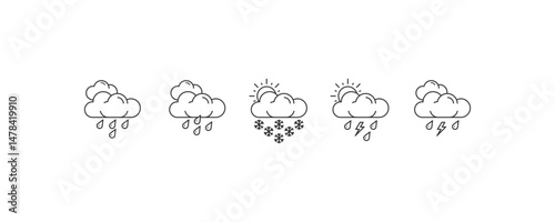 compilation of weather icons in elegant black and white colors vector.