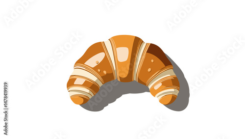 A soft, golden-brown croissant with a shiny glaze and signature crescent shape.