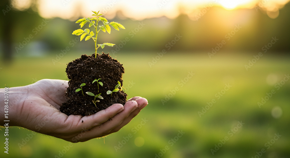 Fototapeta premium seedlings of tree in hand