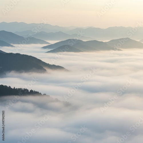 Misty Mountain Landscape at Sunrise