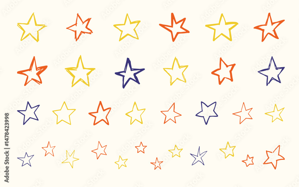手書きの星のイラストセット(カラー) 手書きの星のイラストセット(カラー)