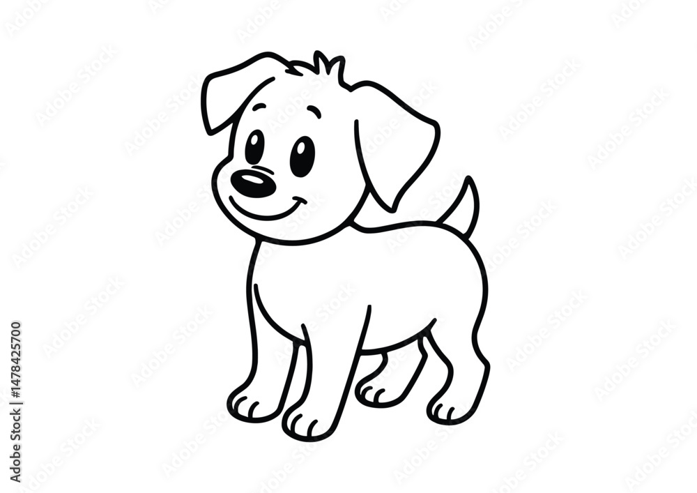 Fototapeta premium Dog Coloring Page A4 | Black & White Printable Artwork for Kids