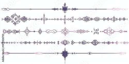 Elegant decorative borders featuring intricate designs in various shapes and colors for creative use