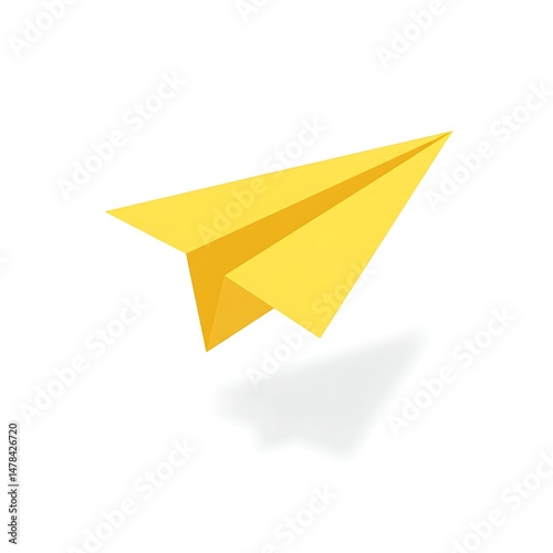 Wallpaper Mural Yellow paper airplane flying on white background Torontodigital.ca