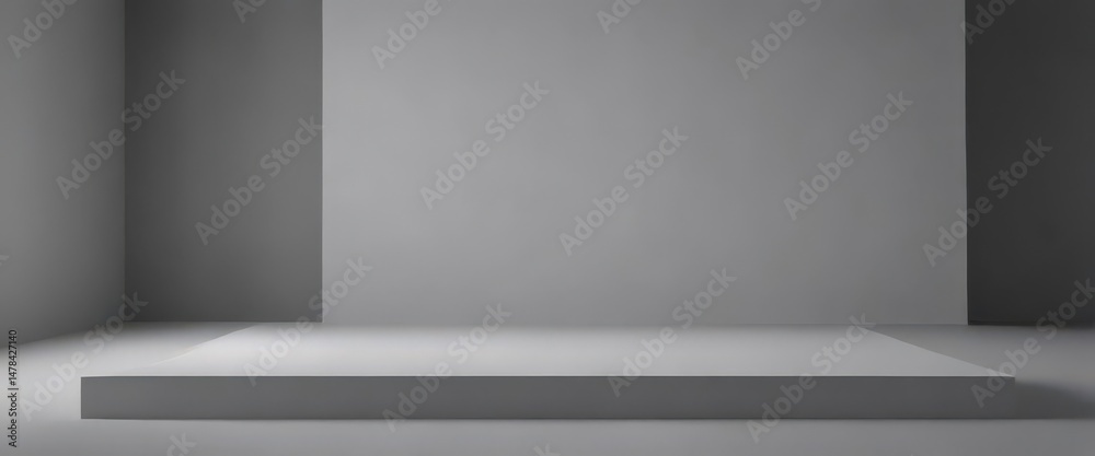 Obraz premium Minimalist grey studio backdrop, seamless gradient for product photography, illustration, space, backdrop