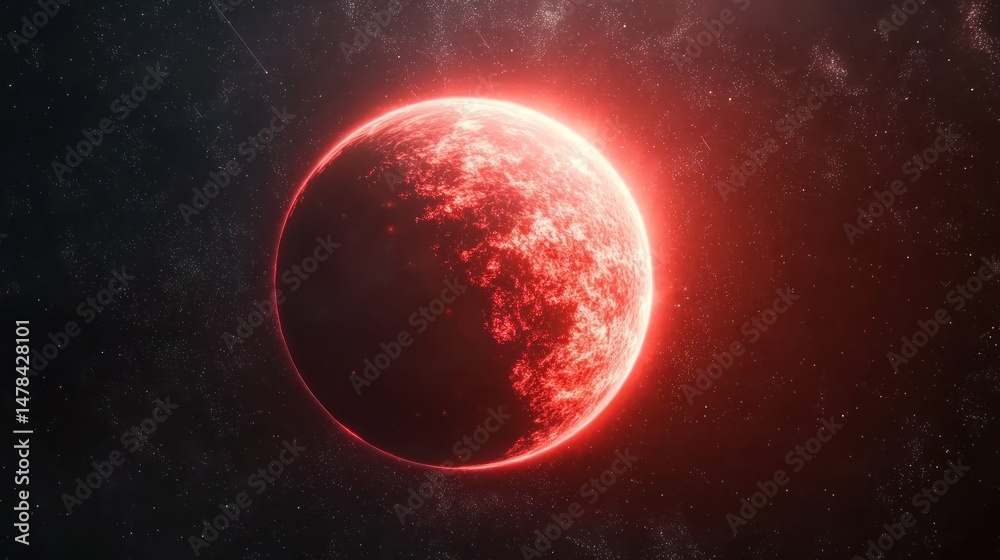 Obraz premium A red dwarf star with orbiting exoplanets